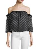 Vallez Off-the-shoulder Printed Chiffon Top