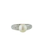 18k White Gold White Pearl & Diamond Ring,