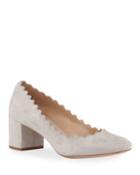 Lauren Suede Scalloped Block-heel Pump
