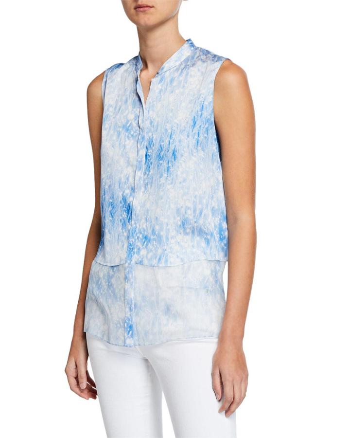 Felicity Tie-dye Button-down Sleeveless Blouse