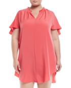 Elizabeth Cold-shoulder Ruffled-neck Dress,