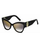 Chunky Mirrored Cat-eye Sunglasses, Black