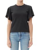 Anise Flutter-sleeve Cropped Cotton Tee