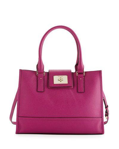 Daphne Saffiano Leather Tote Bag, Azalea