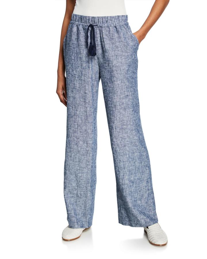 Linen-blend Drawstring Pants