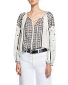 Anita Embroidered Linen Peasant Top