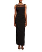 Illusion Embellished Neck Column Gown