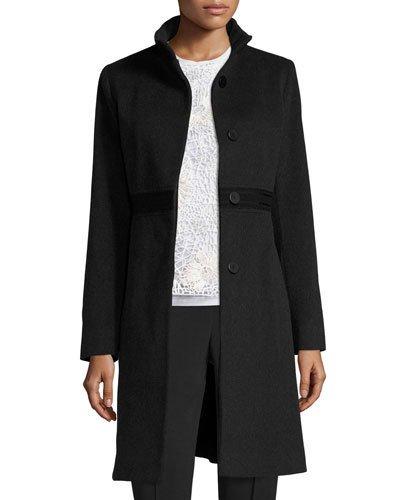 Wool Lace-trim Coat, Oxford