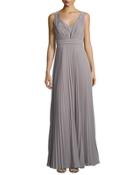 V Neck Pleat Gown