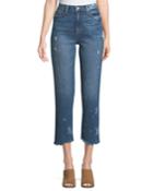 Sarah High-rise Straight-leg Crop Jeans With Fray Hem