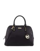 Mk Signature Leather Satchel Bag, Black