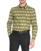 Carpet-print Long-sleeve Shirt, Green Pattern