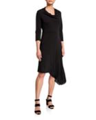 Cowl-neck Asymmetric Dress