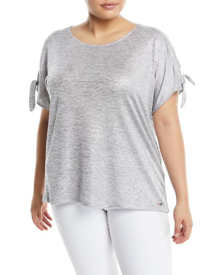 Tie-sleeve Shimmer Tee,