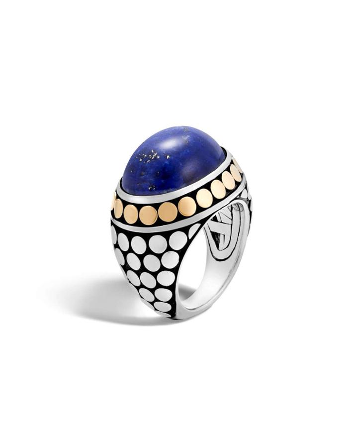 Dot Lapis Lazuli Silver Dome Ring,