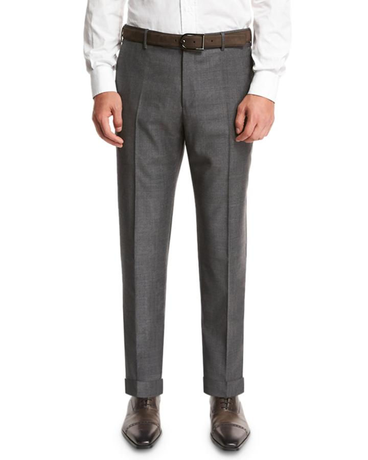 Super 130s Wool Sharkskin Trousers