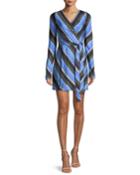 Long-sleeve Mini Woven Wrap Dress