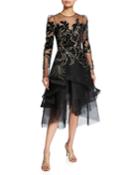 Floral Velvet Embroidered Tulle Dress