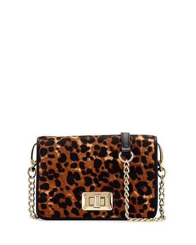 Leopard-print Calf Hair Crossbody Bag, Natural/black