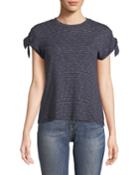 Striped Knot-sleeve Tee