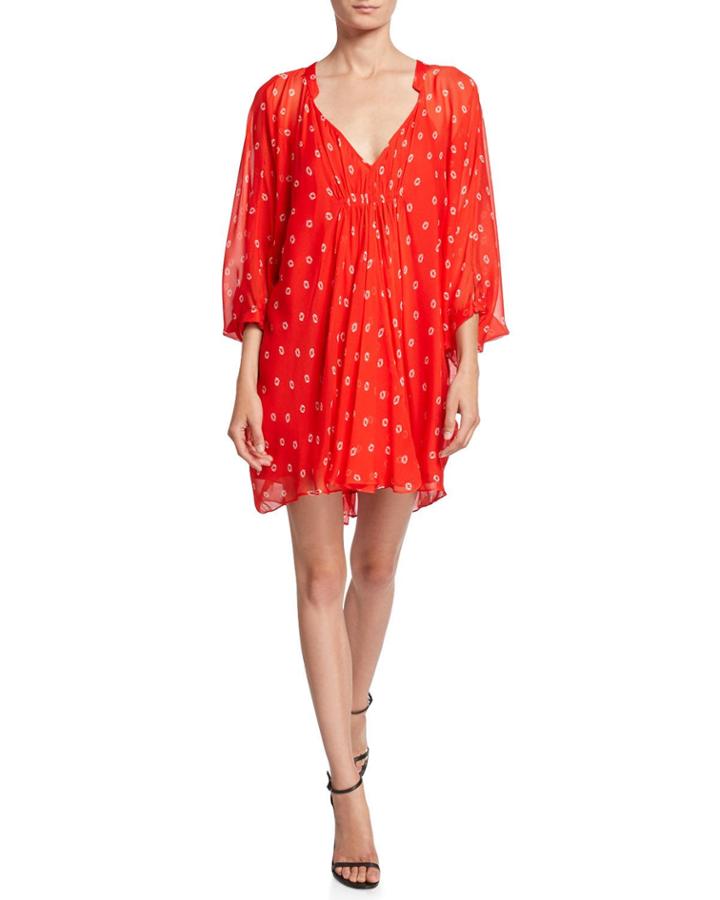 Fleurette Silk Geometric-print Dress
