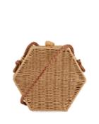 Hexagon Woven Cotton Box Crossbody Bag