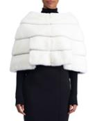 Horizontal-paneled Mink Fur Zip Capelet