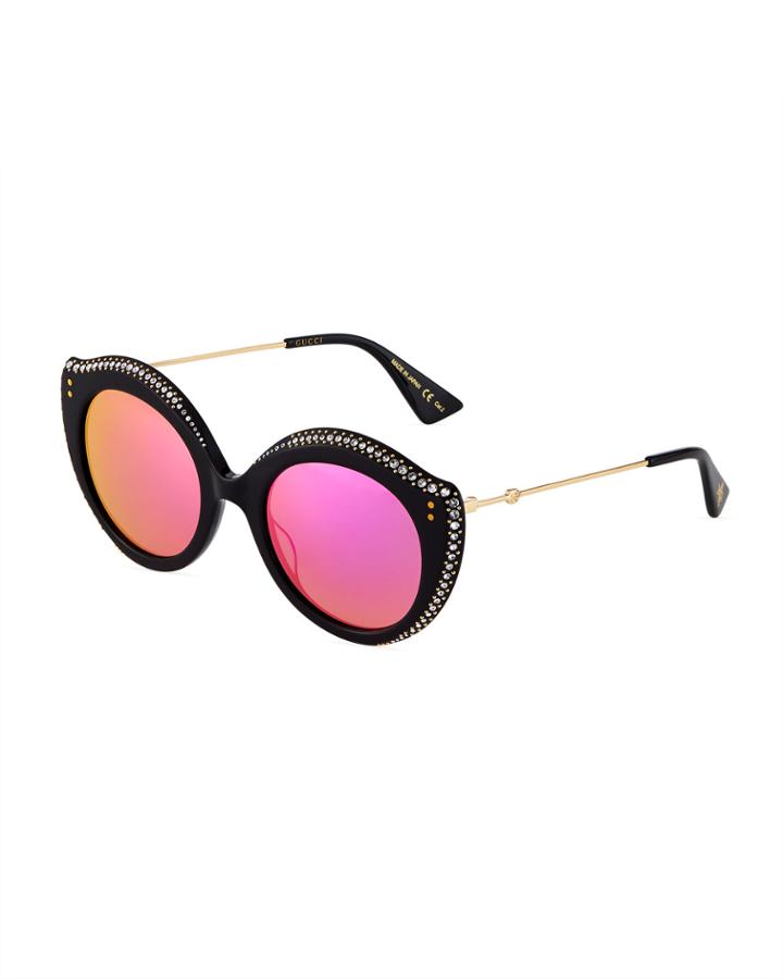 Oversized Jeweled Metal Cat-eye
