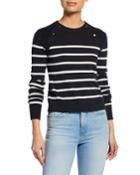 Mariner Stripe Cotton Sweater W/ Button Detailing