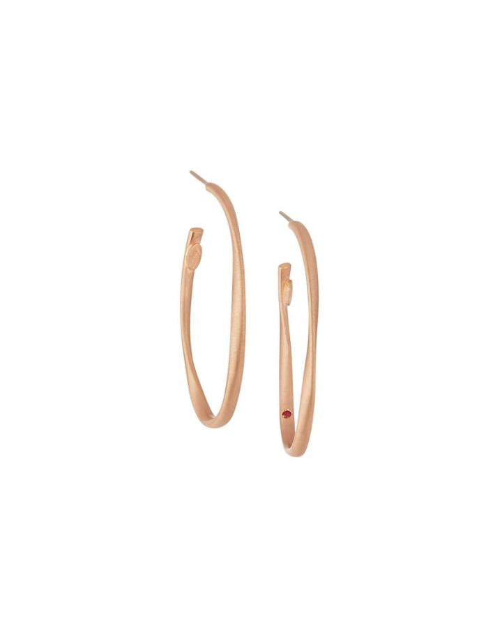 18k Rose Gold Twisted Hoop Earrings