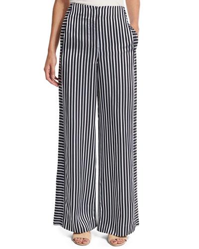 Jones High-rise Striped Wide-leg Trousers