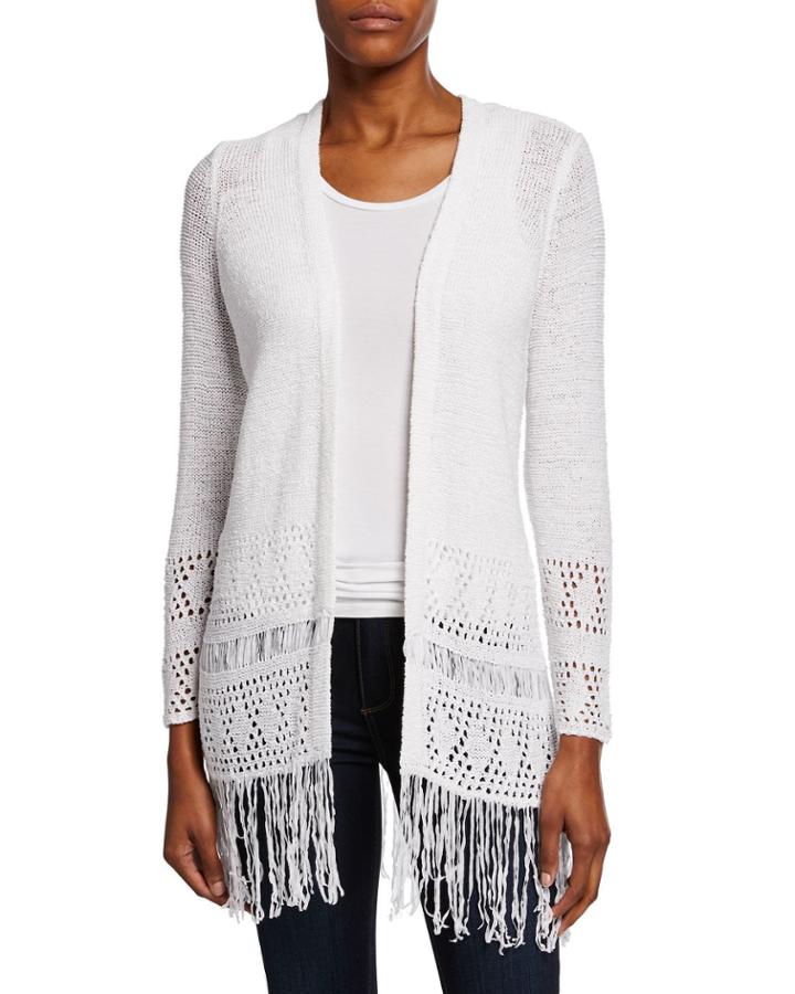 Crochet Fringe Eyelet Cardigan