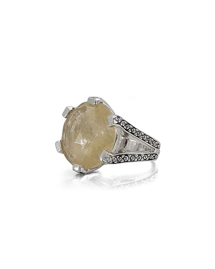 Rutilated Quartz Floral Ring