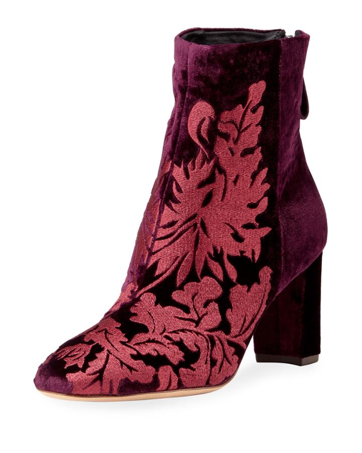 Regina Embroidered Velvet Booties