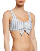 Tie-front Striped Tank Bikini Top