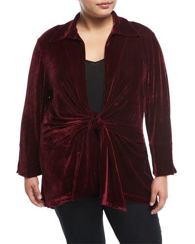 Velvet Tie-front Blouse,