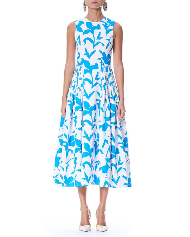 Iris Floral-print Sleeveless Cotton Faille Dress With