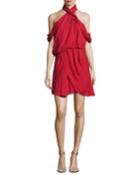 Lou Lou Draped Cold-shoulder Cocktail Dress,