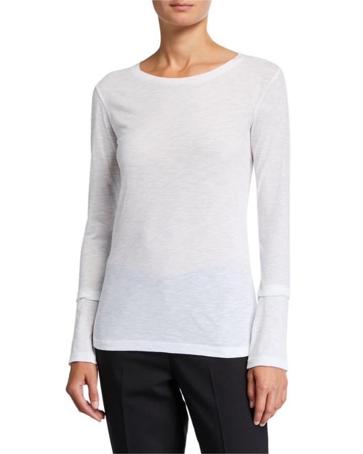 Essential Long-sleeve Pima Cotton Crewneck Tee