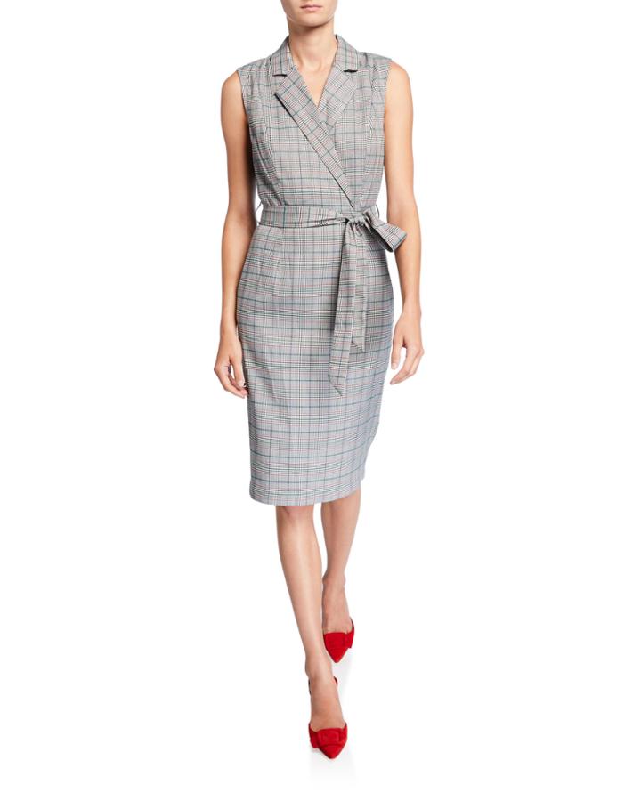 Plaid Notched-collar