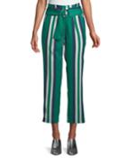 Striped Paperbag Cropped Pants