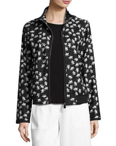 Bryant Palmetto-print Crepe Bomber Jacket