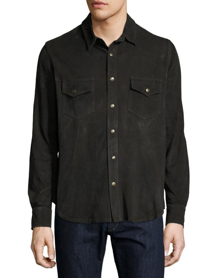 Suede Work Shirt, Charcoal