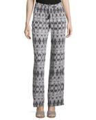 Maritsa Ikat-print Drawstring Pants, Caviar