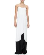 Strapless Accordion-pleated Gown
