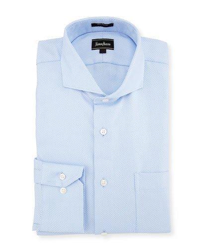 Classic-fit Regular-finish Diamond-print Dress Shirt,