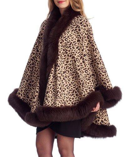 Fur-trim Cashmere Cape