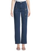 Straight-leg Ankle Jeans With Braided Details