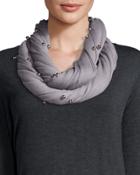 Bead-embellished Infinity Scarf, Gray/silver