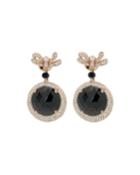 18k Rose Gold Diamond-post Onyx Circle-drop Earring